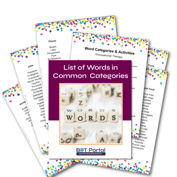 List of Words in Common Categories for Word Finding - Buffalo Occupational Therapy