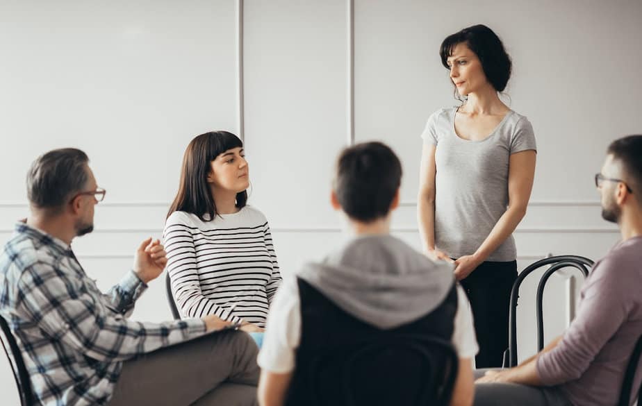 Group of people in a cognitive skills group session