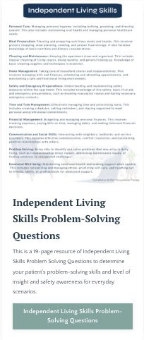 Independent Living Skills Problem Solving Questions